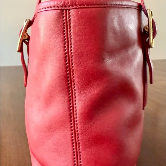 Vintage Coach Legacy Shopper Tote Glove Tanned Leather Red - Picture 7 of 16